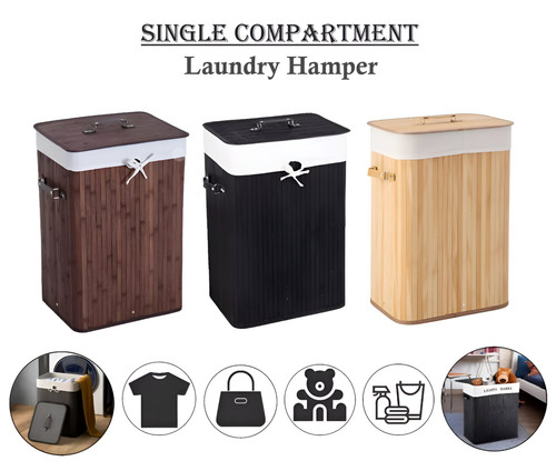 Large bamboo laundry hamper - bamboo,
