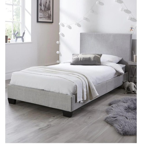 Single bed frame fabric grey - bed,