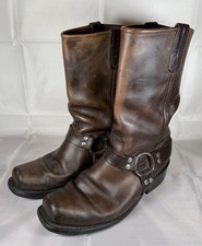 Mens Double H 12" Biker Dark Brown Leather Harness Boot UK 10 US 10.5
