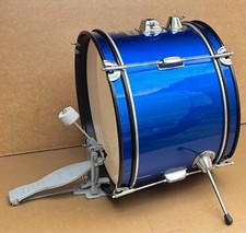 Gear4music 16'' X 12'' Bass Drum  Wood  Blue + Junior Pedal