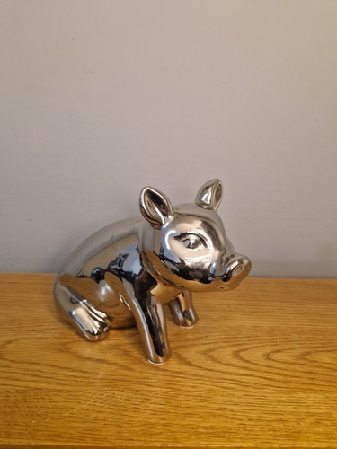 Chrome effect pig statue - effect,