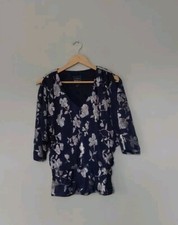 Coco Bianco QVC Silver Metallic Pleat Tunic Navy Size Small 