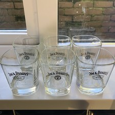 Set of 6 Jack Daniels Old No. 7 Brand Tumbler Whiskey Glasses. 3x White 3x Black