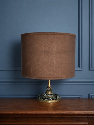 Large brown linen drum - large,