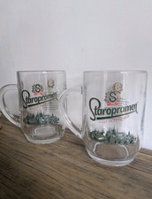 2 x Staropramen Beer Pint Glasses Nucleated Tankard Brand New