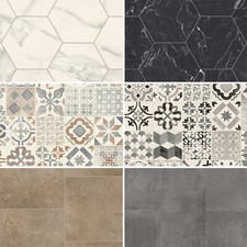 Vinyl Flooring Tile Effect Thick Wear Layer Cushion Lino Bathroom Kitchen