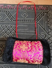 Gold,pink Fabric faux fur muff/ Hand Warmer,hang in neck