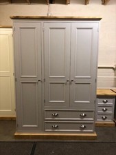 RUTLAND PAINTED 3 DOOR 2 DRAWER WARDROBE + SHELVING HAND MADE ROUGH SAWN BESPOKE