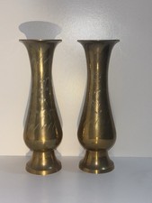 Indian Brass Fluted Bud Vases