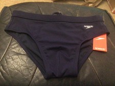 Speedo Mens Solid Brief 30-32 “  Training Comp Mid Width Navy RRP £28 Buy £16