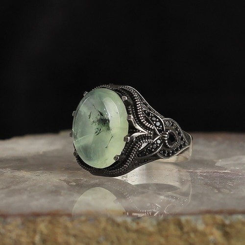 Jade stone silver - , ring
