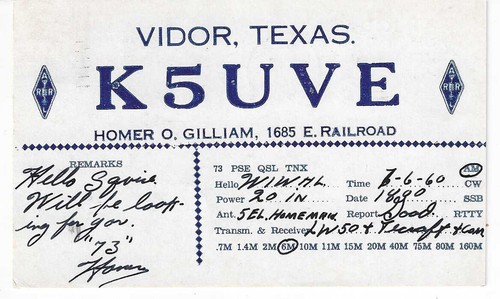Qsl 1960 vidor texas - vidor,
