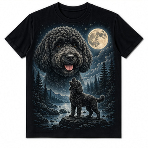 Poodle cross moon - cross, howling