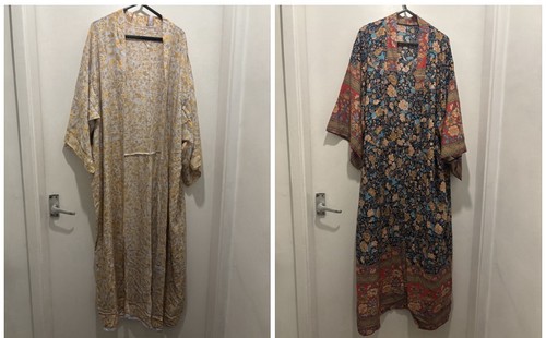 Floral kimono robe with tie - floral,