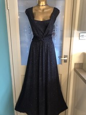 Phase Eight Long Navy Blue Juliana Sparkle Evening Maxi Dress Size 18