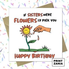 Sister Funny Birthday Card Big