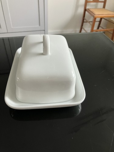 White ceramic butter - ceramic, with