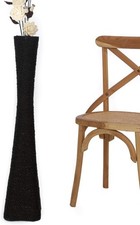 Large Floor Vase Handmade AUCTION Flower Holder Bamboo and Bast 90 cm Black