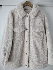 GOURGOUS M&S PER UNA CREAM TEDDY FLEECE FUR COAT/JACKET SIZE 20 BNWOT 🎀