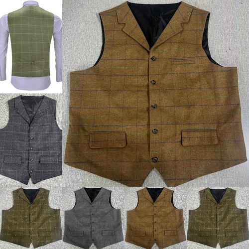 Mens windowpane vests tweed - vests,