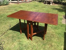 Teak Scissor Leg Mid Century By Jentique Drop Leaf  Folding Dining Kitchen Table