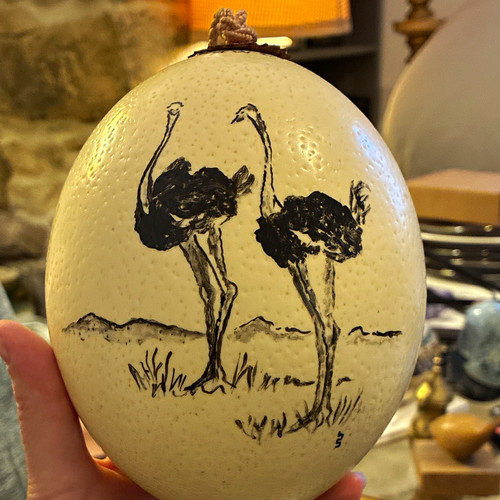 Vintage hand painted ostrich - vintage,