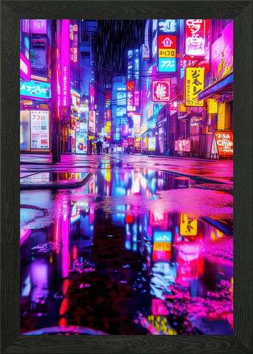 Cyberpunk neon city framed - neon,