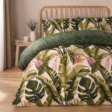 Tropical Duvet Cover Set Leaves Reversible Soft Bedding Quilt with Pillowcases