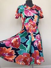 Royal Ascot Occasion Summer Lightweight Flower Print Midi Dress Uk8 S