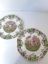 Vintage Copeland Spode England Byron Series No. 1 & No. 2 Sandwich Plates c 1930