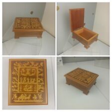 Vintage 1970s - Italian Handmade Inlaid Wooden Jewellery Box Trinket Cherubs