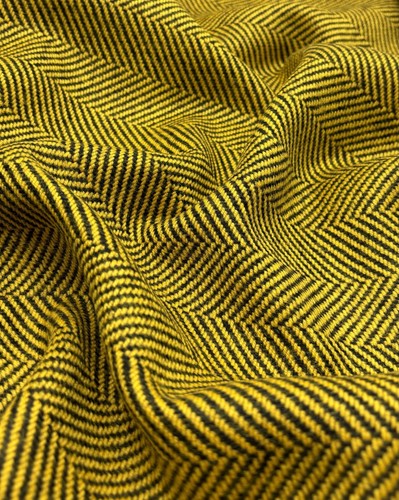 Wool fabric yellow herringbone - wool,