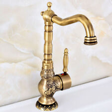 Retro Antique Brass Carved Swivel Kitchen Sink Faucet Bathroom Basin Taps Dsf128