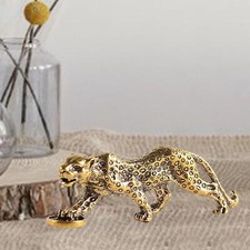 Brass Cheetah Figurine Landscape Crafts Decorations Presents Statue for Tabletop