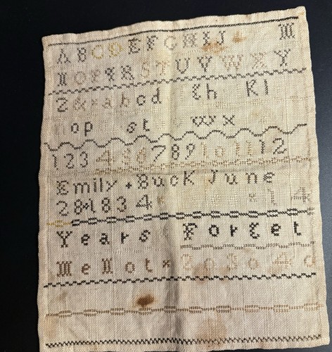 Small antique sampler - small, 1834