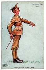 Ernest Ibbetson Military Caricature Postcard - Territorial Types, The Backbone.