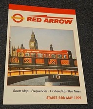 London General Bus Timetable. Red Arrow. 1991. TA