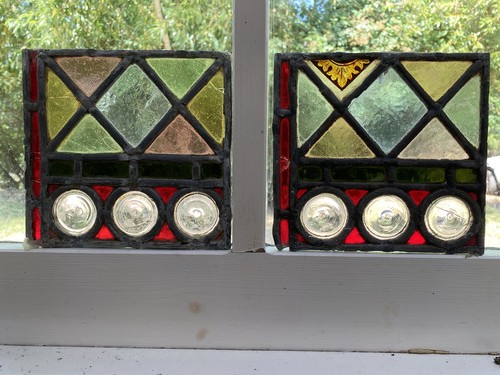 Pair antique square stained - pair,
