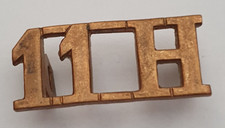 11 H 11th Royal Hussars (Prince Alberts Own) WW1 shoulder titles. Hex Type Lugs