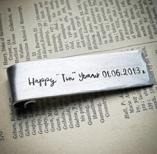HAPPY TIN YEARS. Personalised Traditional 10 year anniversary bookmark gift