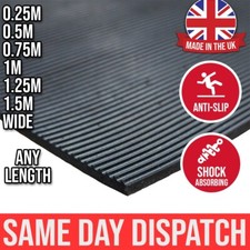 Rubber Flooring Anti-Slip Garage Ribbed 3mm Thick Matting Rolls (1.5M Wide)