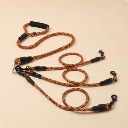 Triple dog leash braided - triple,