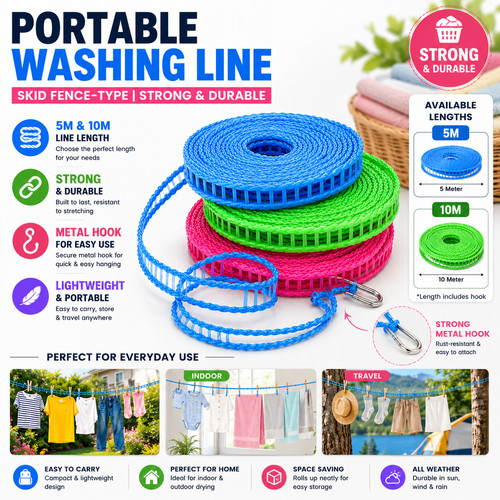 Portable windproof clothesline - portable,