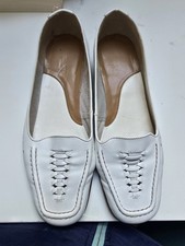 Vintage White Leather Woven Loafers Footglove M&S Size 6.5