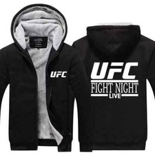 Men's UFC Fight Night Hoodie Fleece Hooded Sweatshirt Winter Coat Zipper Jacket