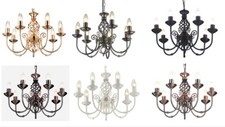 7 Arm Classic Barley Twist Chandelier Ceiling Light Brass, Silver, Black / Cream