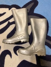 Ralph Lauren New York Casual Tall Fashion Pull On Rain Boots Silver Woman’s Sz 4