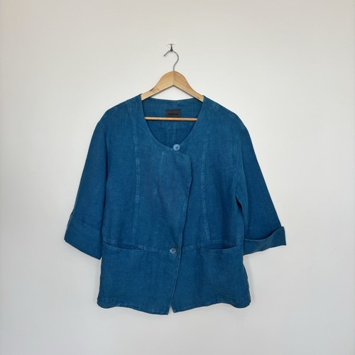 Oska linen blue asymmetric - linen, 3/4