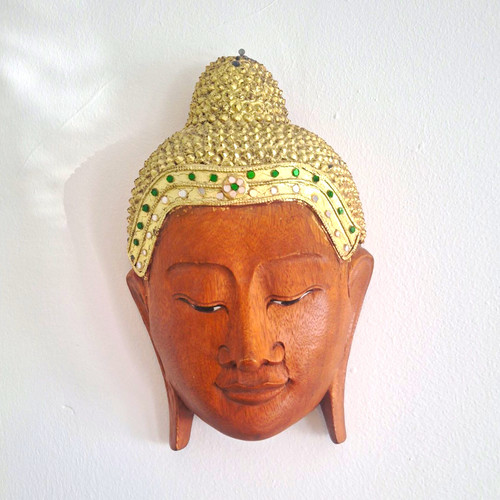 Handmade wooden buddha head - handmade,