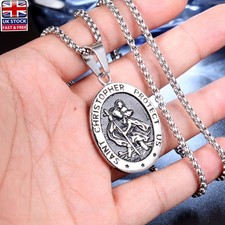 St.Christopher Patron Saint Traveller Pendant Necklace Jewellery Men's Boys Gift